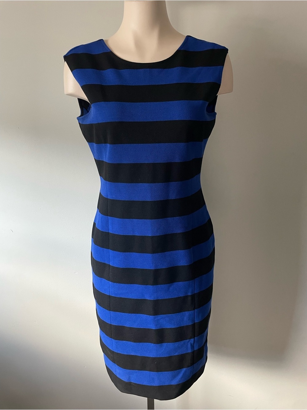 Michael Kors Striped Stretch Sheath Dress Business Cocktail Midi Size Medium